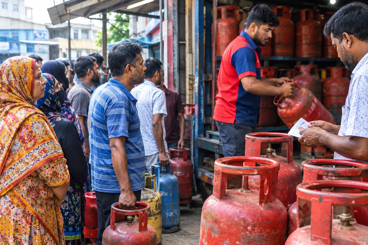 বাজারে এলপিজি সংকটে দাম চড়া