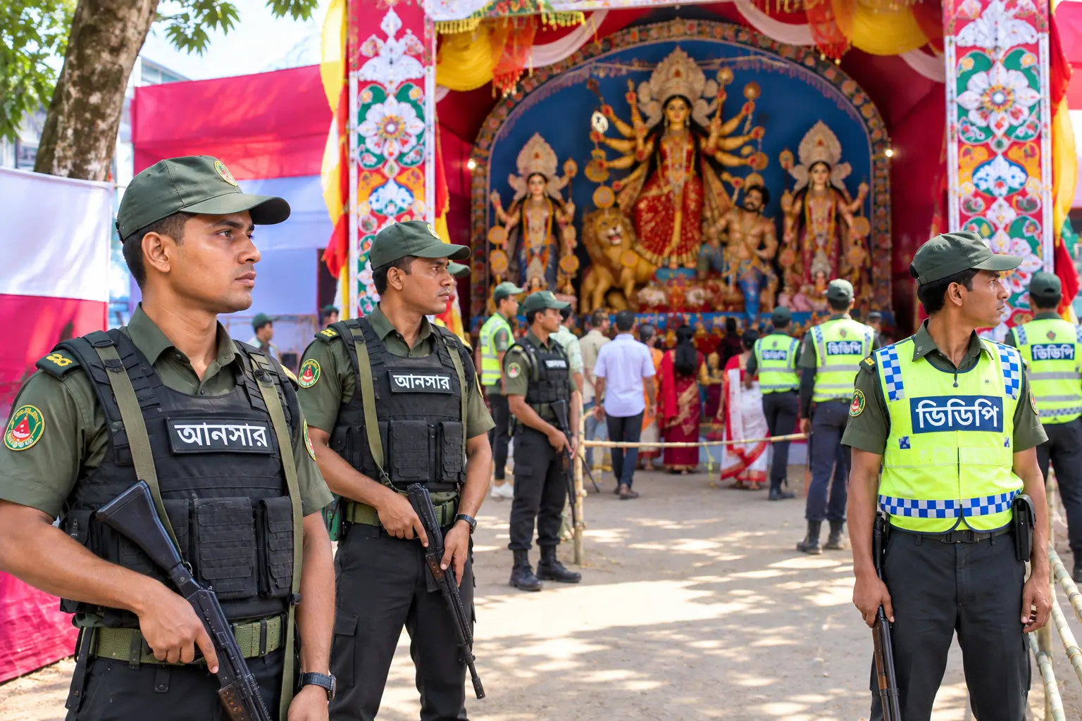 শারদীয় দুর্গাপূজা: নিরাপত্তায় মাঠে আনসার-ভিডিপি
